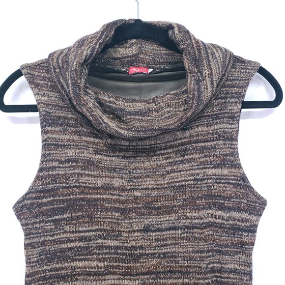 Ruby Rox Women Brown Marl Striped Cowl Neck Sleeveless Mid Dress Size M - Picture 7 of 16
